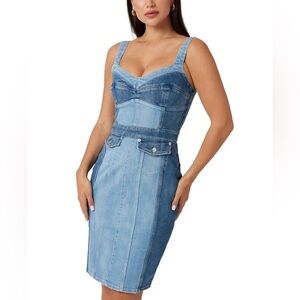 GUESS Lidia Pinafore Denim Dress in Dark Star Size Extra Large NWT